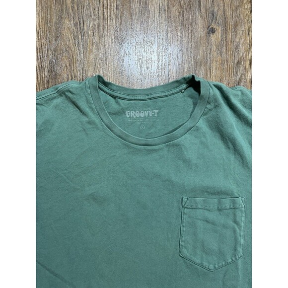 Outerknown Shirt Mens Large Green Groovy-T Crew Neck Chest Pocket Organic - Picture 2 of 7